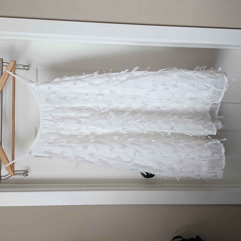 Women's Entro Tank Top Dress White Ruffle Small 26"